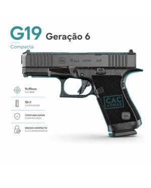 Pistola Glock G19 Gen. 6 Compacta Calibre .9mm DLC