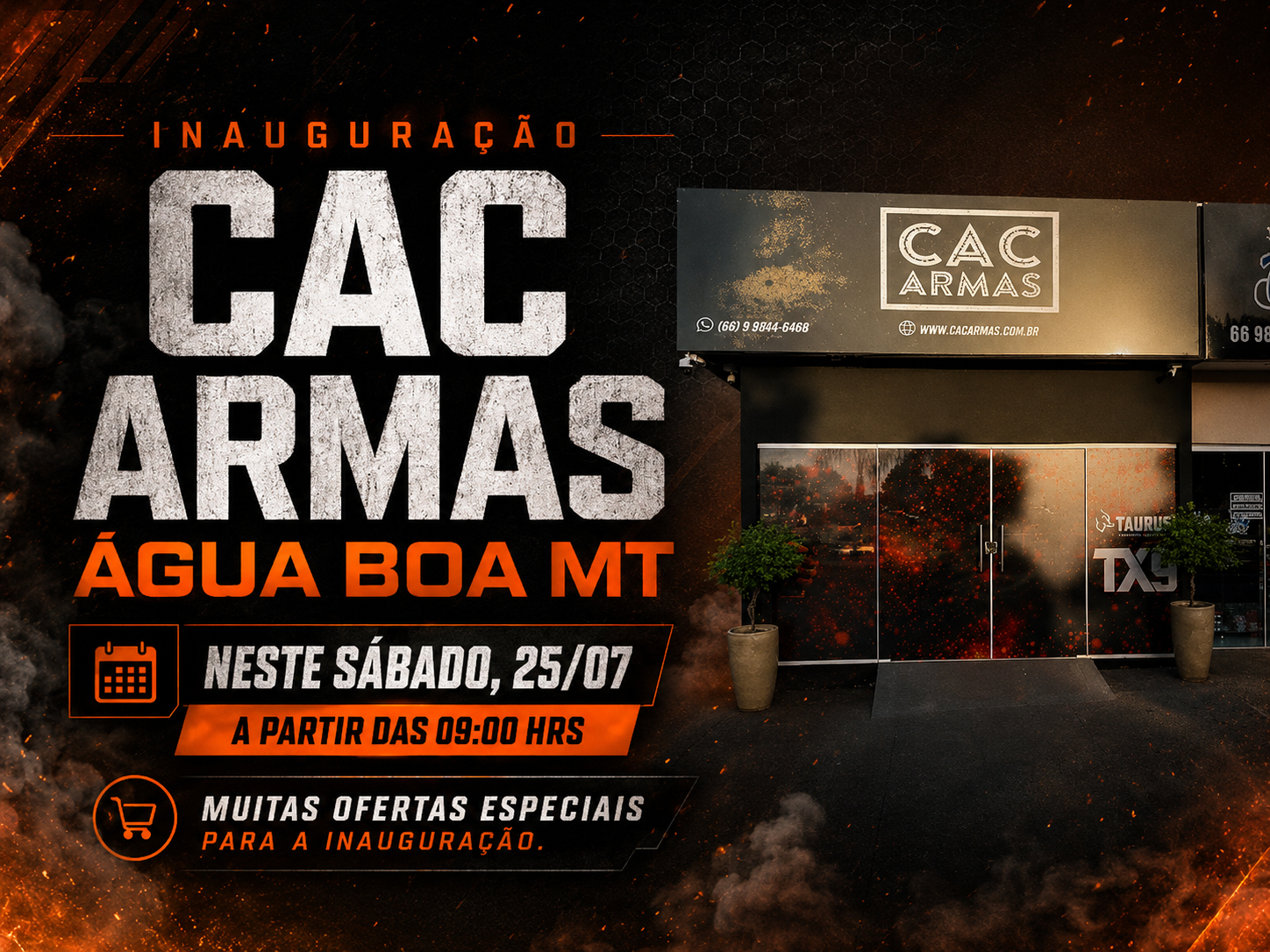 CAC Armas inaugura nova unidade em Água Boa com grande evento, atrações nacionais e descontos exclusivos