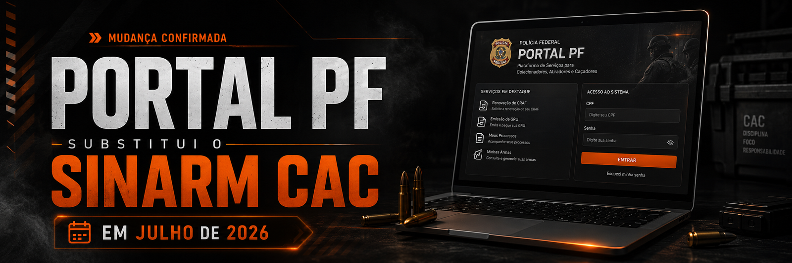 Portal PF começa a substituir o Sinarm CAC: entenda o que muda para os CACs