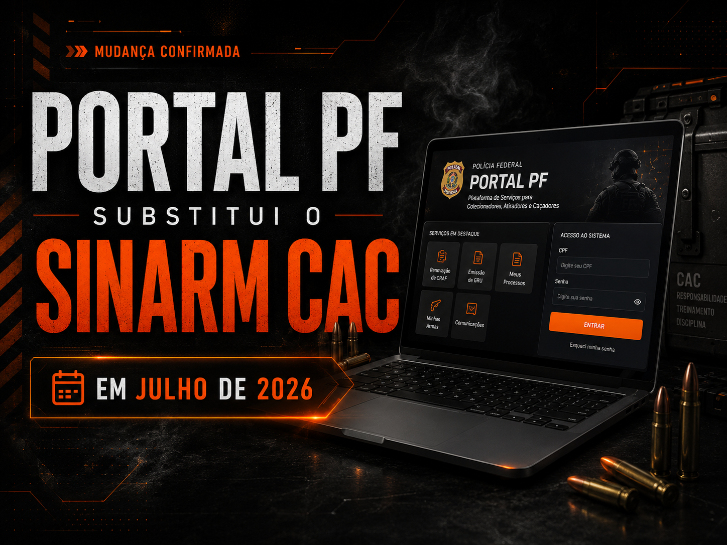 Portal PF começa a substituir o Sinarm CAC: entenda o que muda para os CACs