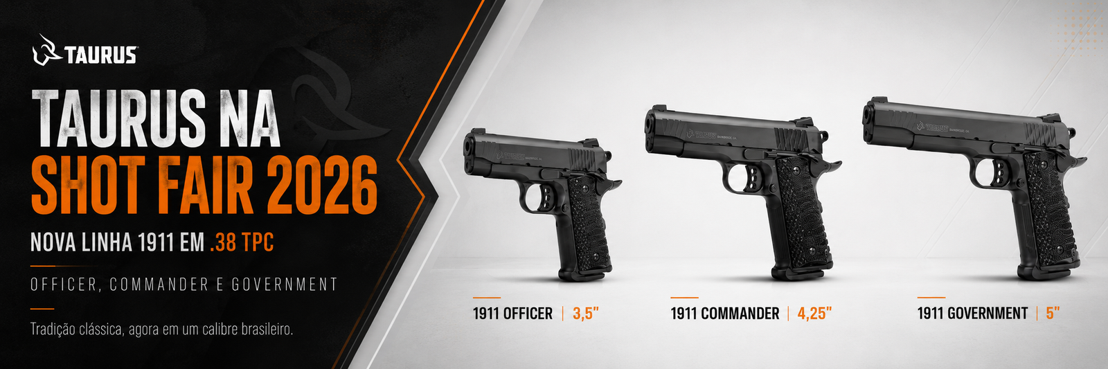 Tradição renovada: Taurus surpreende na SHOT Fair 2026 com nova linha 1911 em .38 TPC