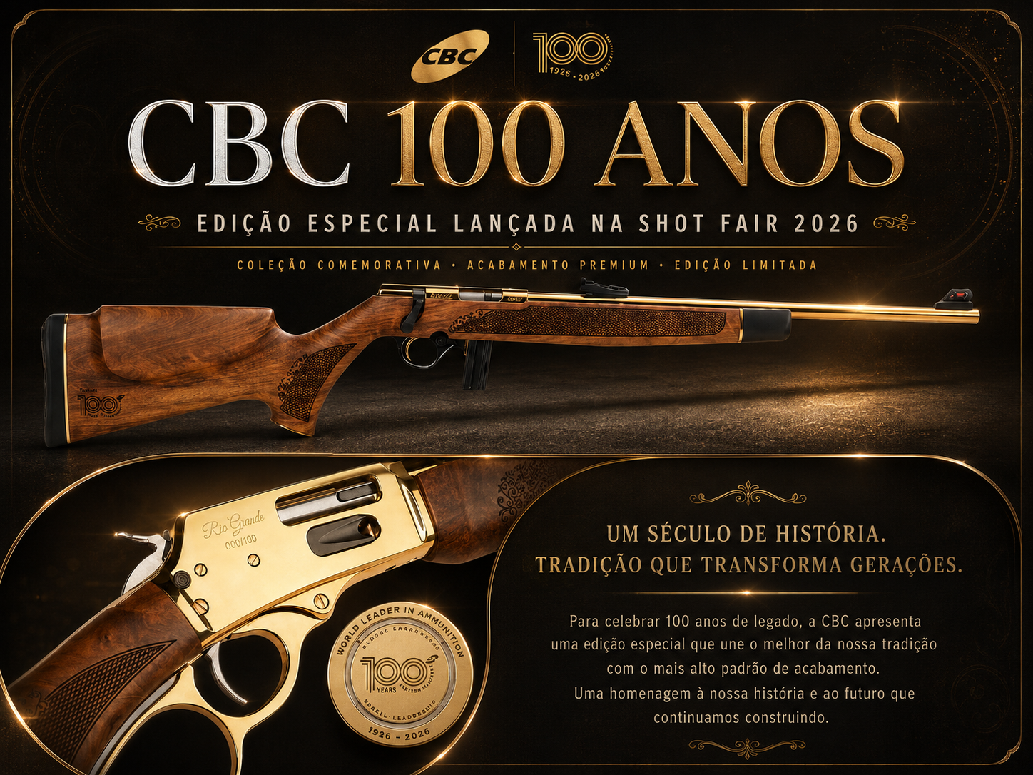 Um século de história em edição limitada: CBC apresenta Coleção 100 Anos na SHOT Fair 2026